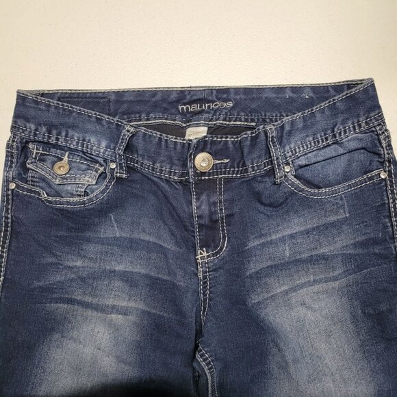Maurices Jeans Blue Denim Skinny Ankle Sequins Embroidered Pockets Womens L Reg - Picture 2 of 7